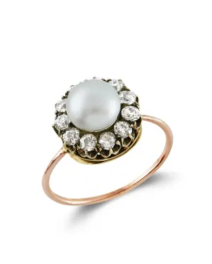 Pragnell Vintage 1837-1901 18kt イエローゴールド ヴィクトリアン パール ダイヤ リング - サムネイル2