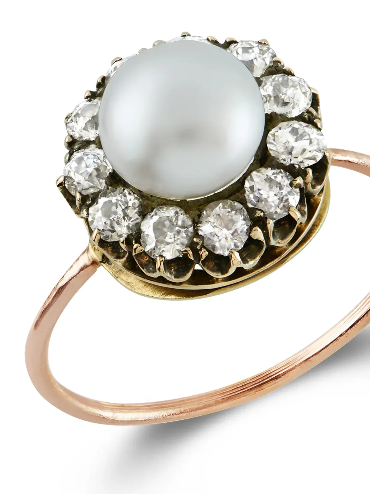 Pragnell Vintage 1837-1901 18kt イエローゴールド ヴィクトリアン パール ダイヤ リング - 画像4