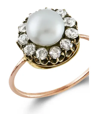 Pragnell Vintage 1837-1901 18kt イエローゴールド ヴィクトリアン パール ダイヤ リング - サムネイル4