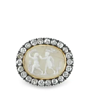 Pragnell Vintage 1714-1830 18kt yellow gold Georgian agate cameo diamond ring - サムネイル1