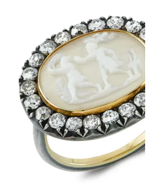 Pragnell Vintage 1714-1830 18kt yellow gold Georgian agate cameo diamond ring - サムネイル5