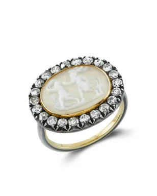 Pragnell Vintage 1714-1830 18kt yellow gold Georgian agate cameo diamond ring - サムネイル2