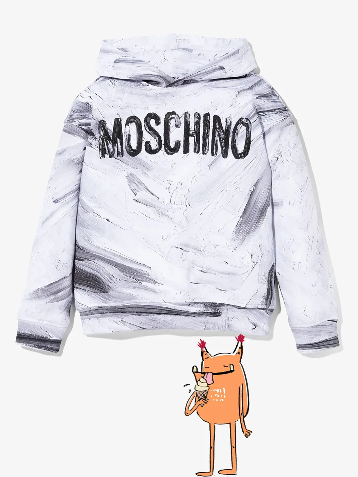Moschino Kids ブラッシュド ロゴ プリント フーディ - 画像2