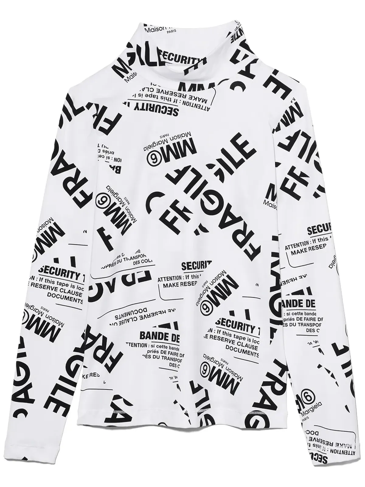 MM6 Maison Margiela Kids TEEN Fragileプリント ハイネック Tシャツ - 画像1