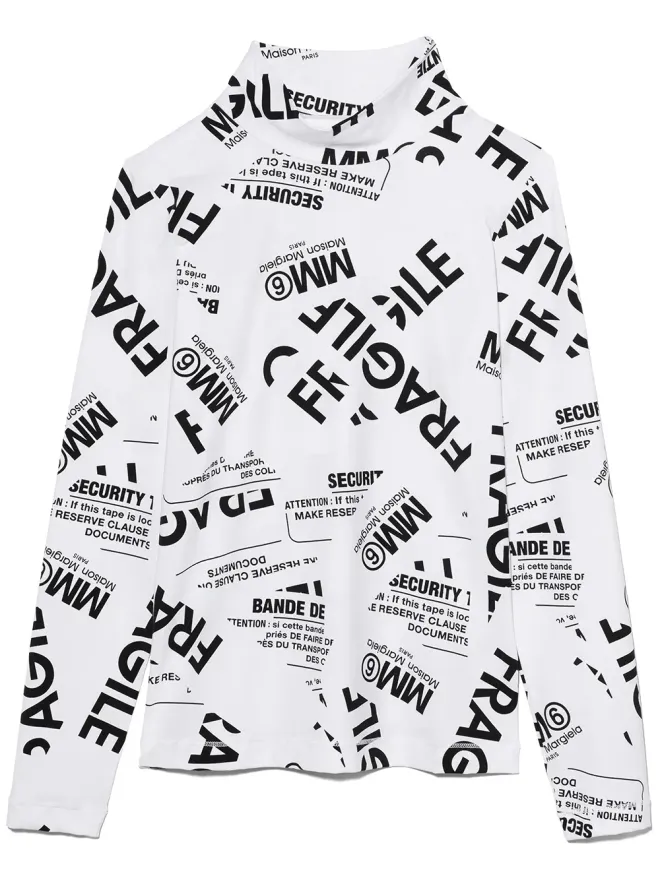 MM6 Maison Margiela Kids MM6 Maison Margiela Kids TEEN Fragileプリント ハイネック Tシャツの商品画像