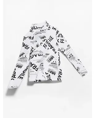 MM6 Maison Margiela Kids TEEN Fragileプリント ハイネック Tシャツ - サムネイル2