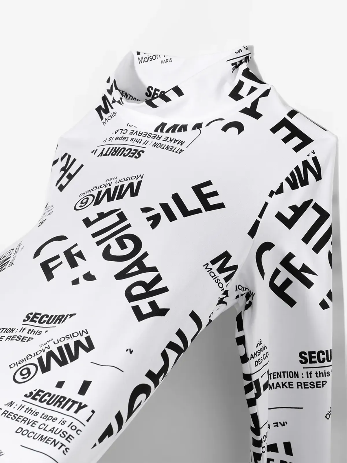 MM6 Maison Margiela Kids TEEN Fragileプリント ハイネック Tシャツ - 画像3