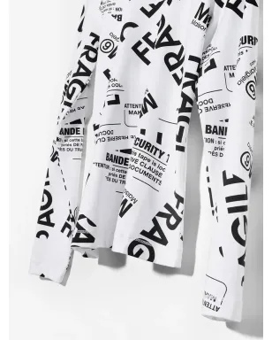 MM6 Maison Margiela Kids TEEN Fragileプリント ハイネック Tシャツ - サムネイル4