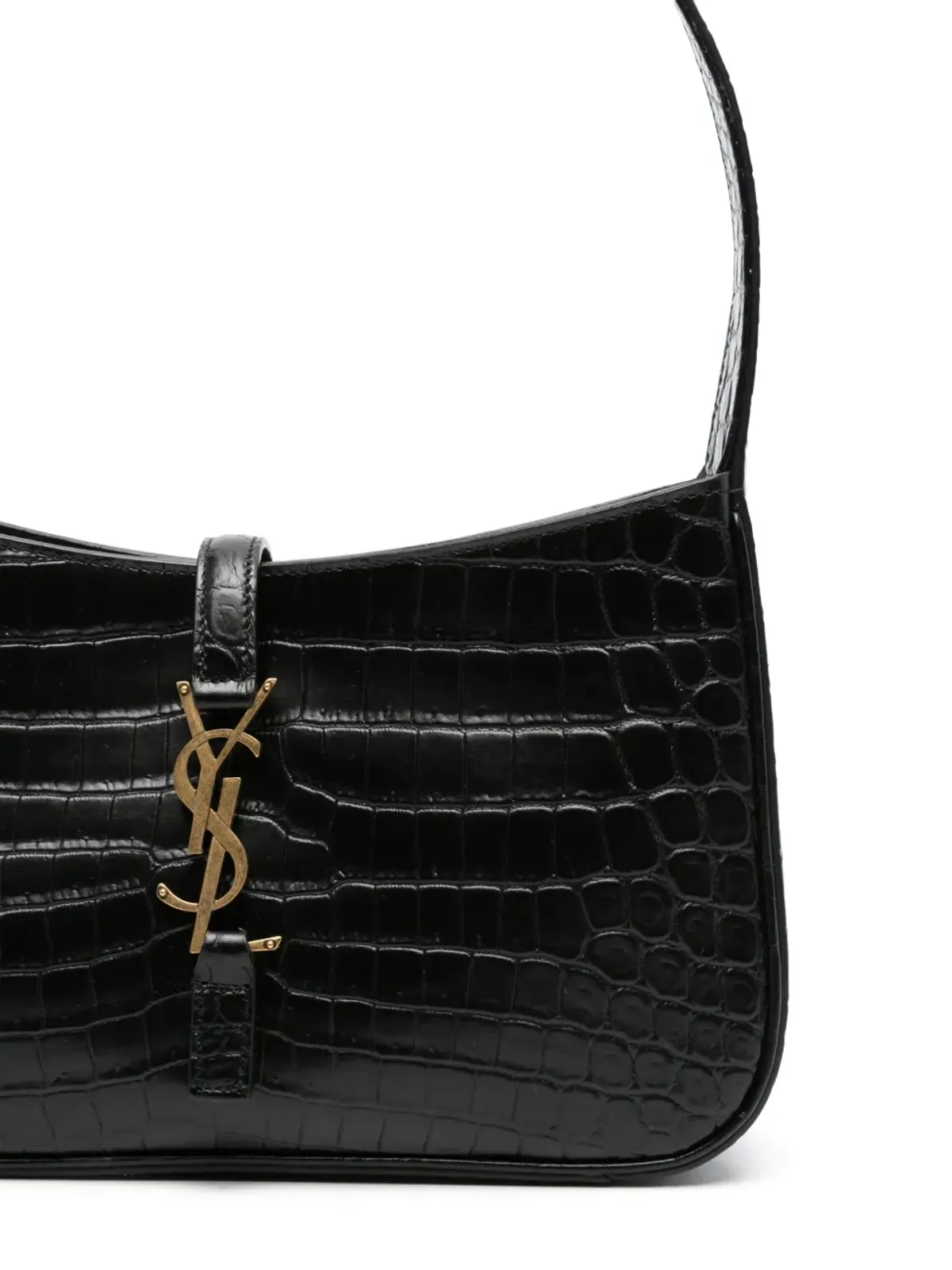 Saint Laurent 5A7 クロコダイルエフェクト ショルダーバッグ ブラック - 画像4