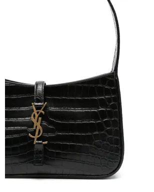 Saint Laurent 5A7 クロコダイルエフェクト ショルダーバッグ ブラック - サムネイル4