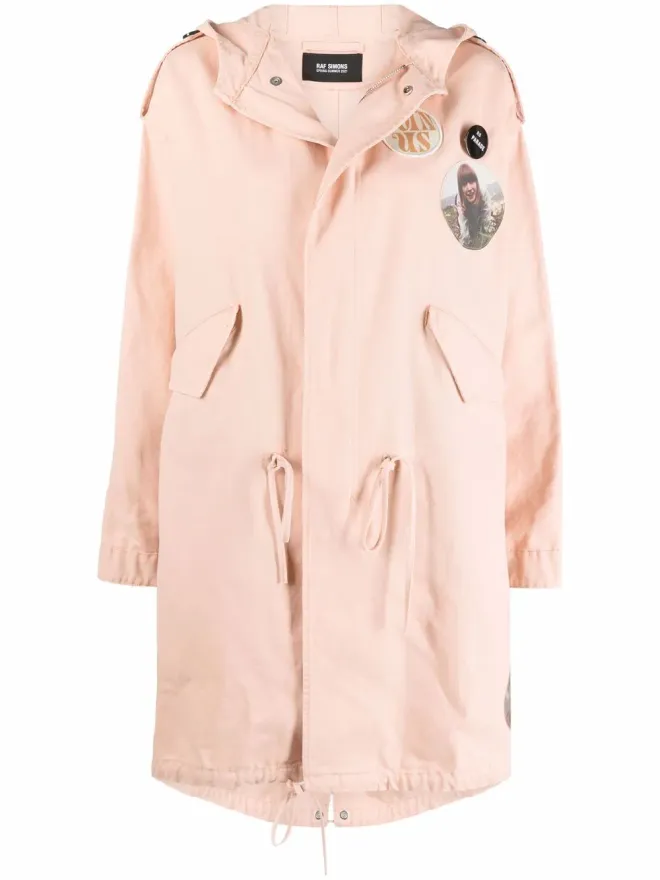 Raf Simons Raf Simons ピンクの写真プリント フード付きコートの商品画像