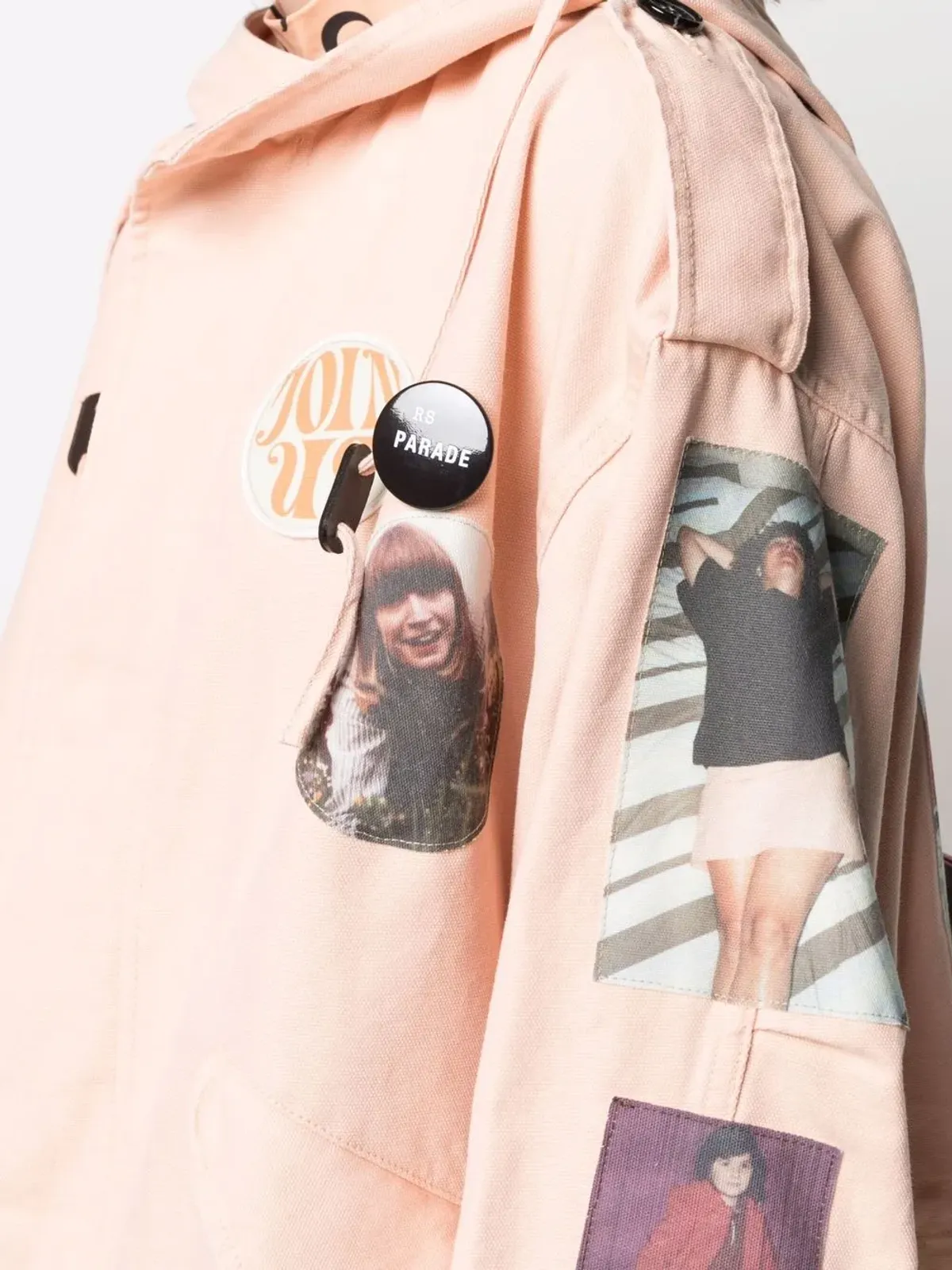 Raf Simons ピンクの写真プリント フード付きコート - 画像5