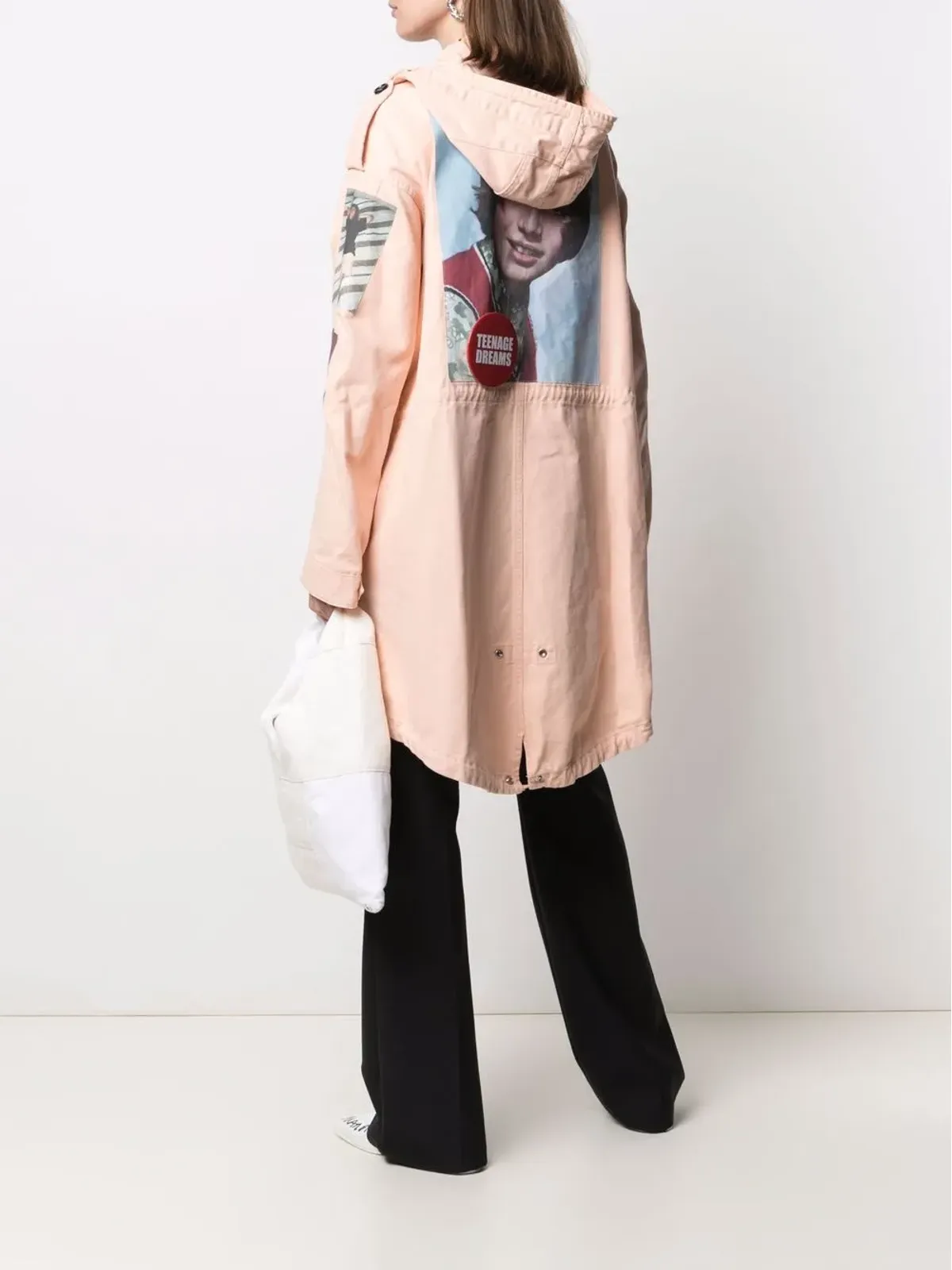 Raf Simons ピンクの写真プリント フード付きコート - 画像2
