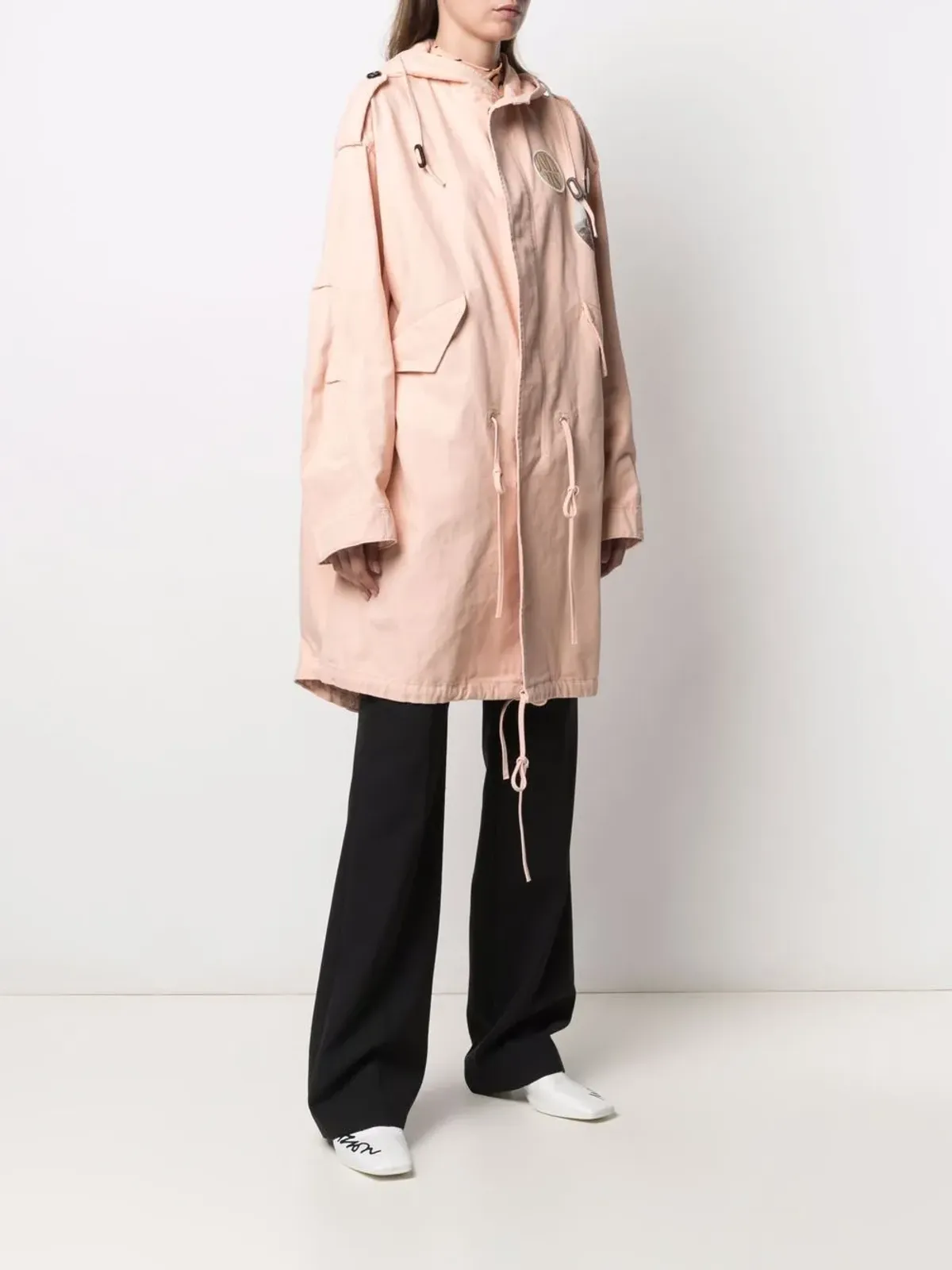 Raf Simons ピンクの写真プリント フード付きコート - 画像4