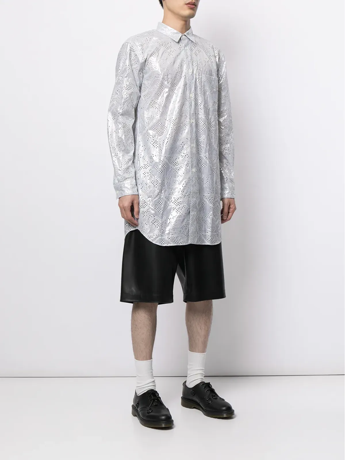 Comme Des Garçons パンチングディテール ロングシャツ - 画像3