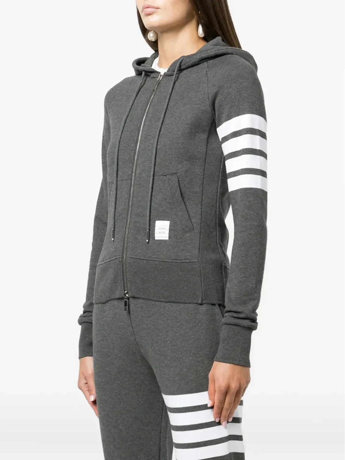 Thom Browne 4-Barストライプ ジップファスナー付きフーディ - 画像3