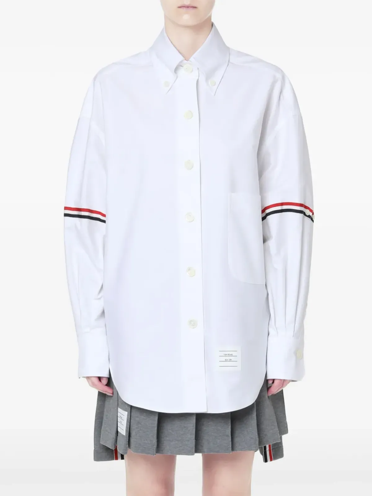 Thom Browne ボタンダウンカラー グログラン アームバンド シャツ - 画像2
