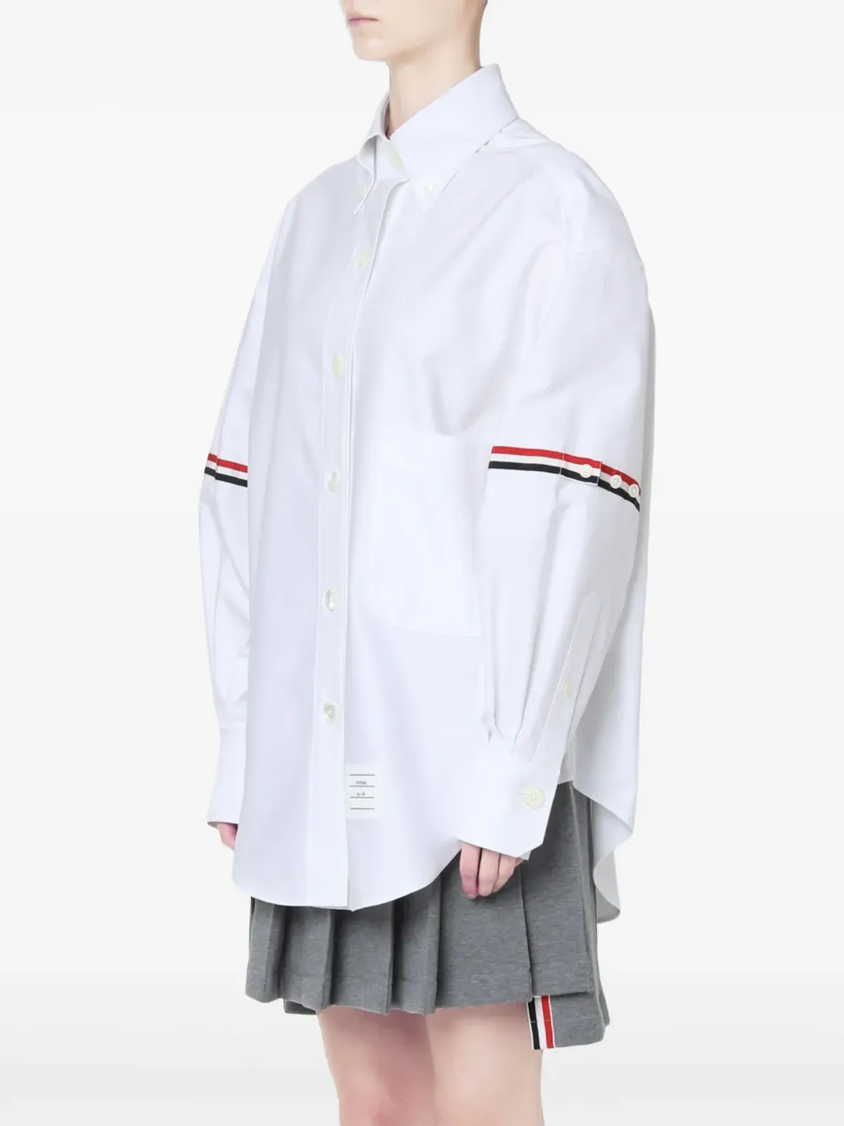 Thom Browne ボタンダウンカラー グログラン アームバンド シャツ - 画像3