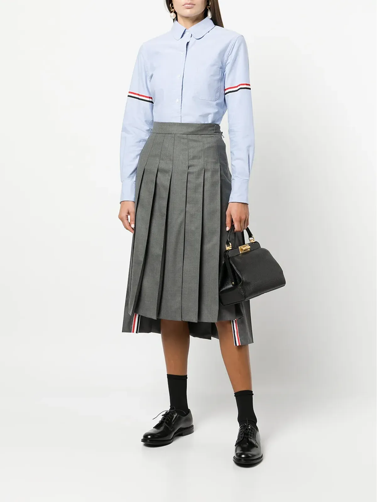 Thom Browne グログランアームバンド付き長袖オックスフォードシャツ - ブルー - 画像2