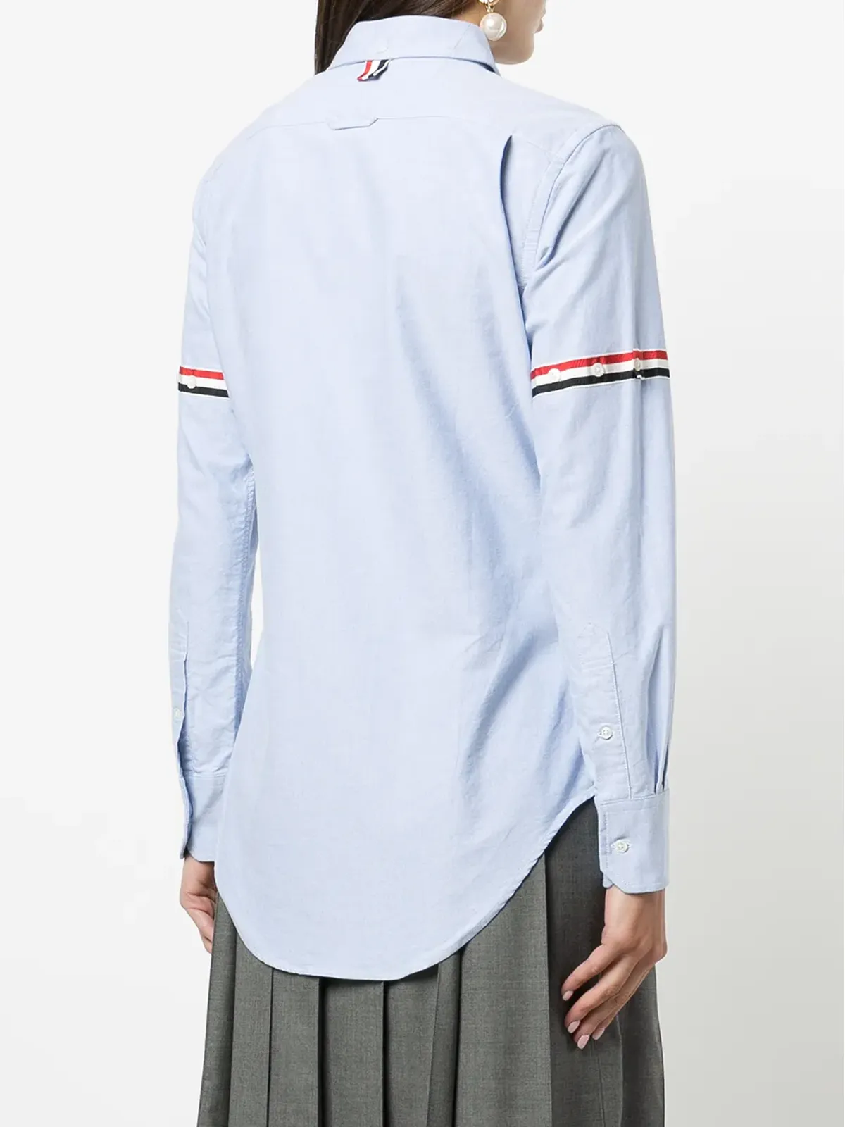 Thom Browne グログランアームバンド付き長袖オックスフォードシャツ - ブルー - 画像4