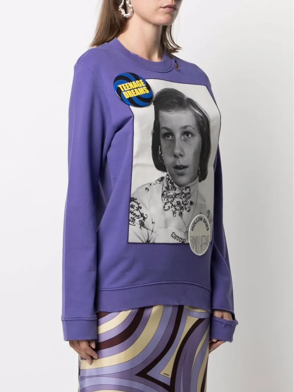 Raf Simons 紫色の写真プリントスウェットシャツ - 画像3