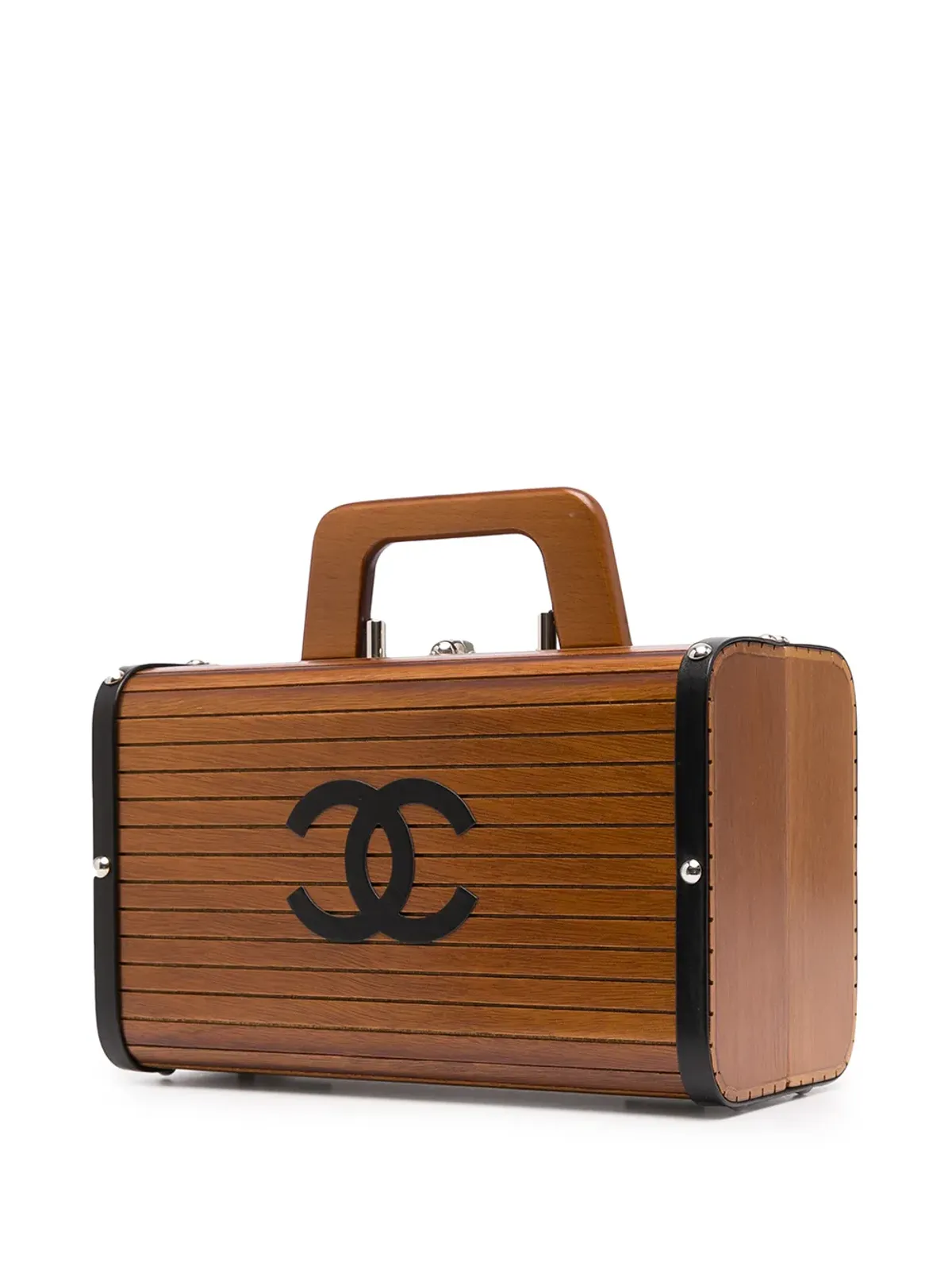 CHANEL Pre-Owned 1995 ロゴ 木製バッグ - ブラウン - 画像3
