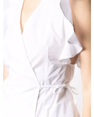 GANNI ラッフルスリーブ wrap top - White - サムネイル5