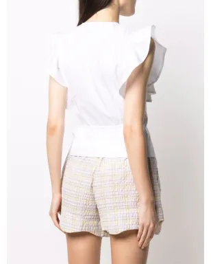 GANNI ラッフルスリーブ wrap top - White - サムネイル4