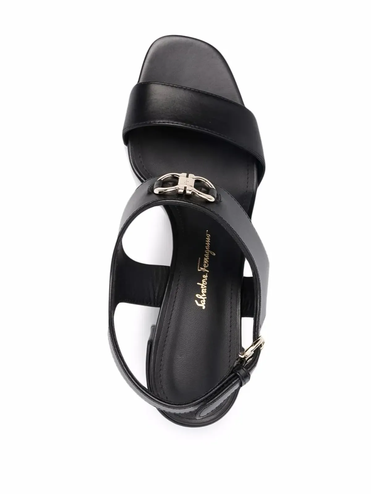 Ferragamo ガンチーニプレートレザーサンダル ブラック - 画像4