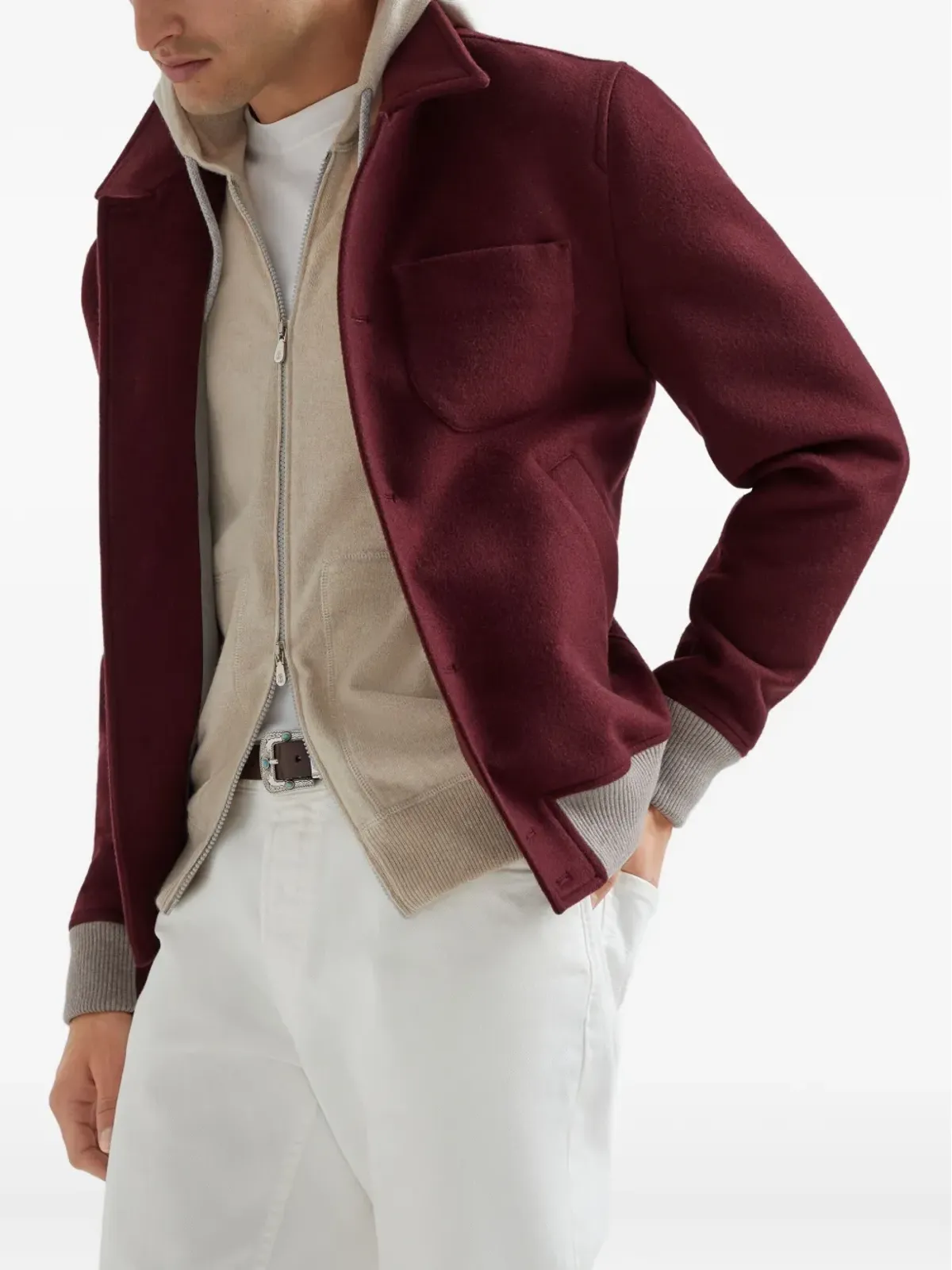 Brunello Cucinelli ジップアップ カシミヤ フーディ - 画像5