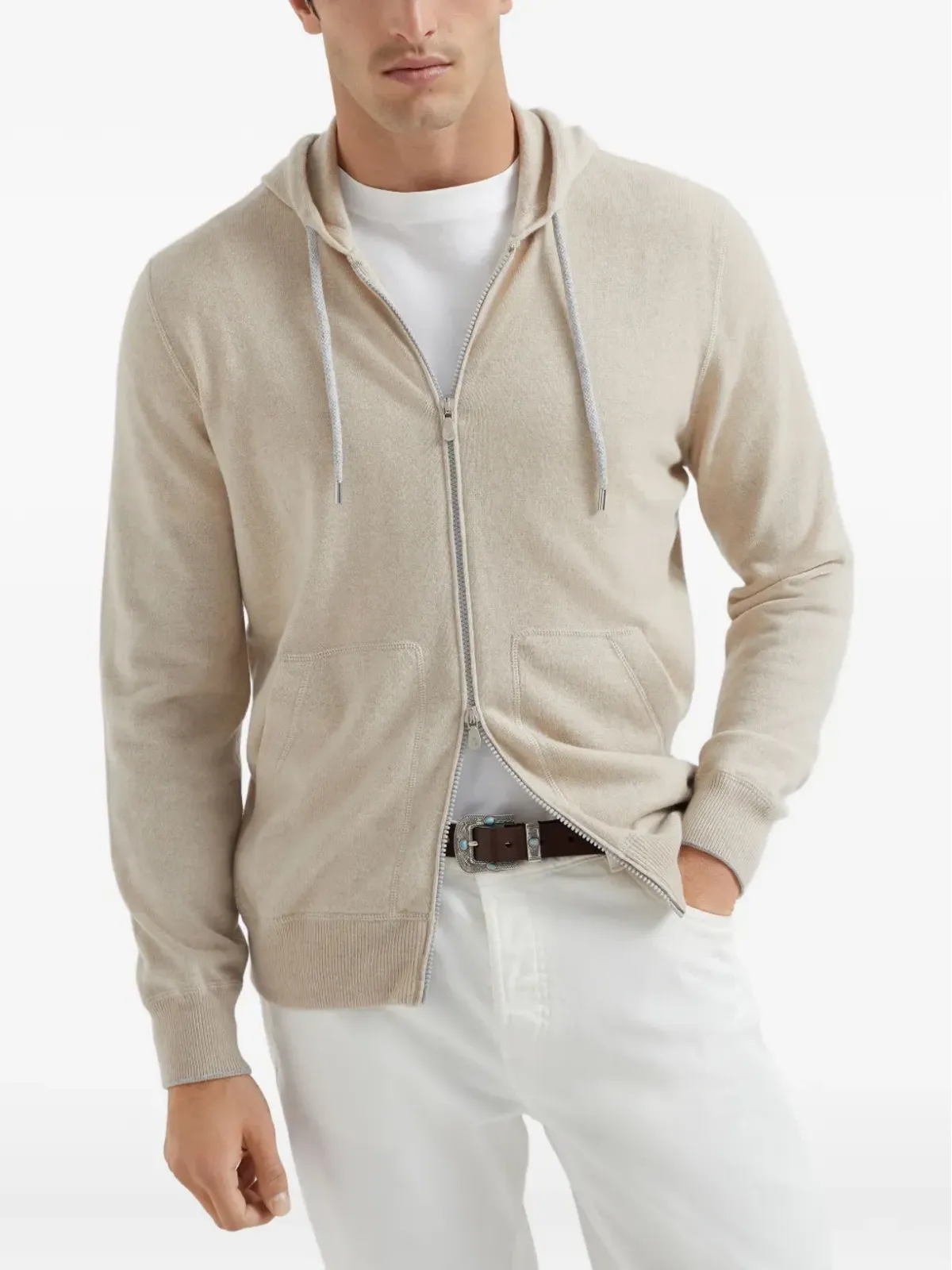 Brunello Cucinelli ジップアップ カシミヤ フーディ - 画像3