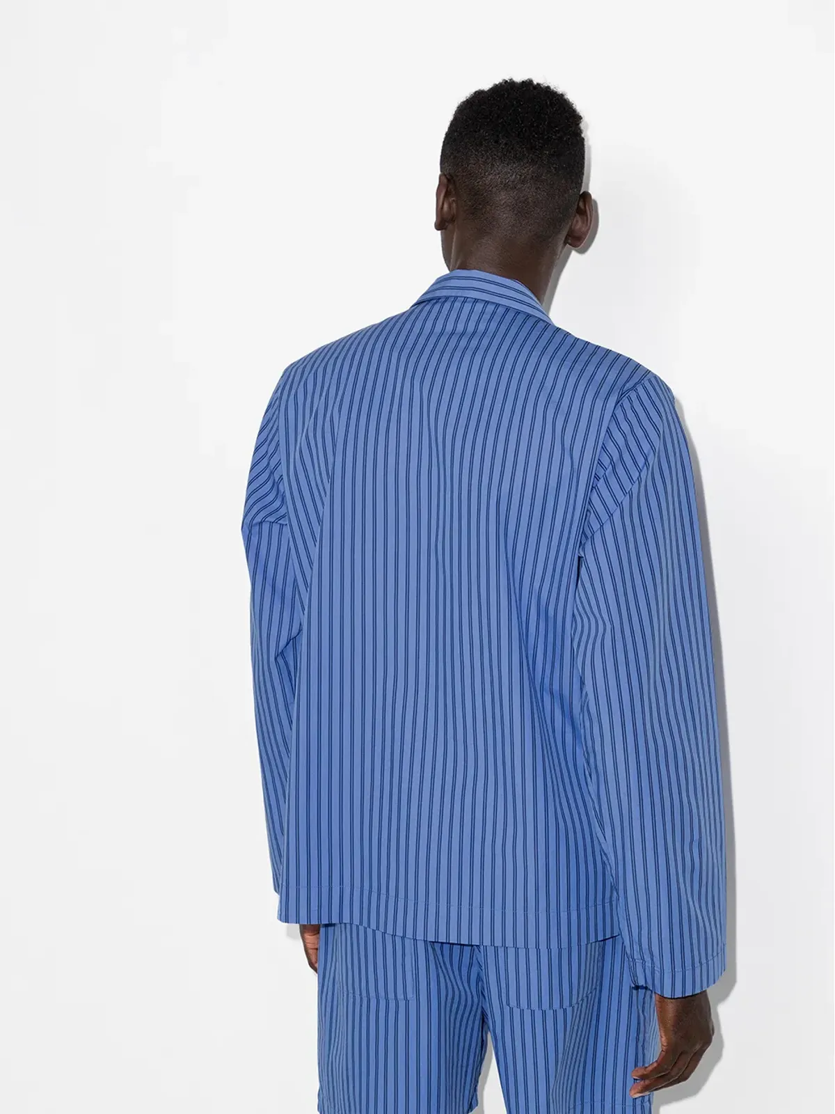 TEKLA striped poplin pajama shirt - Blue - 画像3