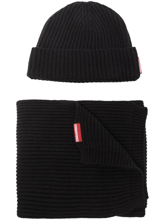 Dsquared2 DSQUARED2 ニットビーニー帽子とスカーフセットの商品画像