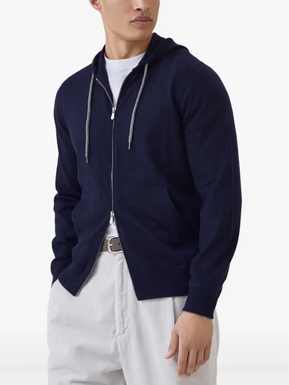 Brunello Cucinelli ドローコード付きジップアップカシミヤフーディ - 画像3