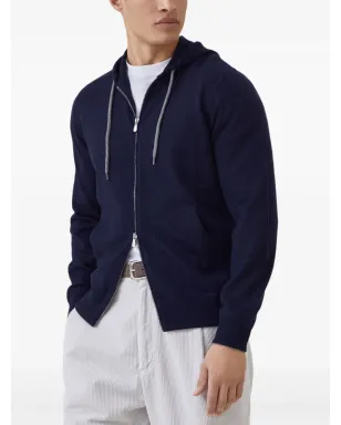 Brunello Cucinelli ドローコード付きジップアップカシミヤフーディ - サムネイル3