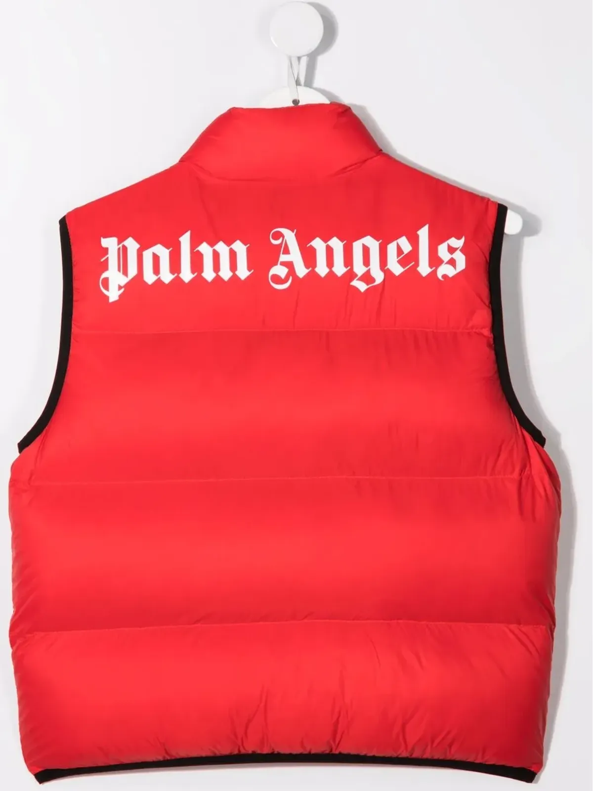 Palm Angels Kids ロゴプリント パディド ジレ レッド - 画像2