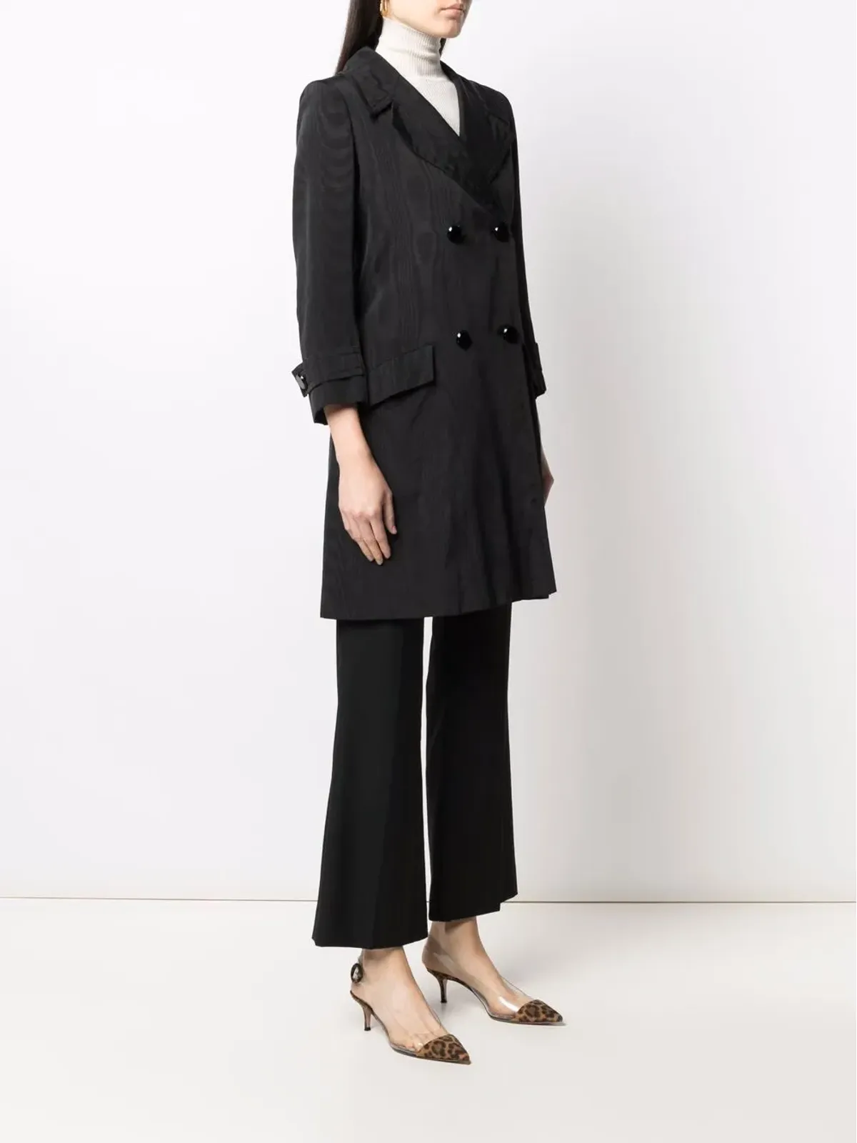 Christian Dior Pre-Owned 1970年代 ダブルブレスト トレンチコート - ブラック - 画像3