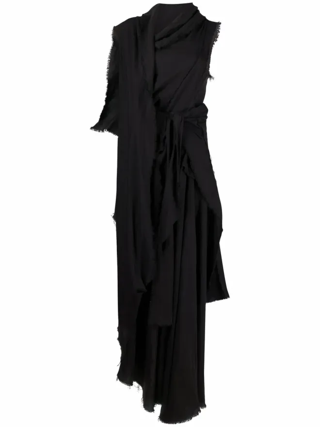 YOHJI YAMAMOTO Yohji Yamamoto アシンメトリック ドレープ マキシドレスの商品画像