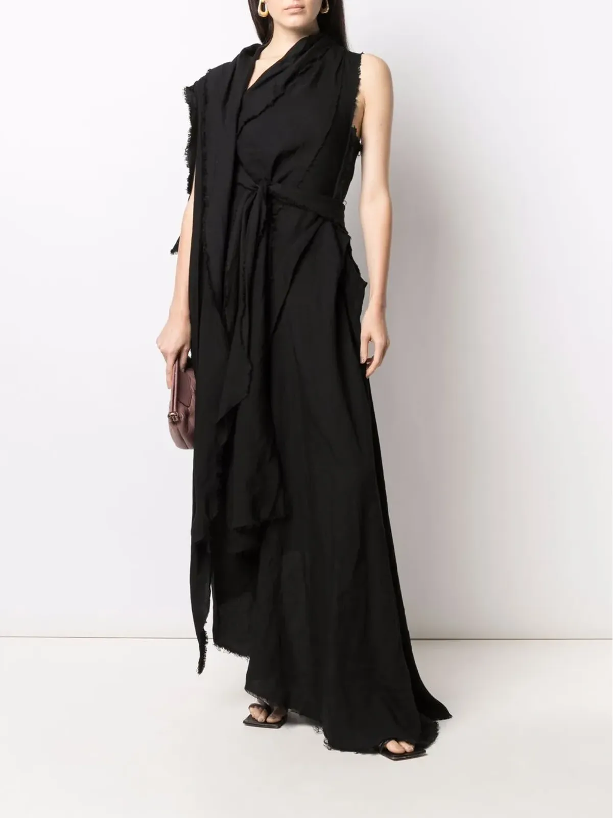 Yohji Yamamoto アシンメトリック ドレープ マキシドレス - 画像2