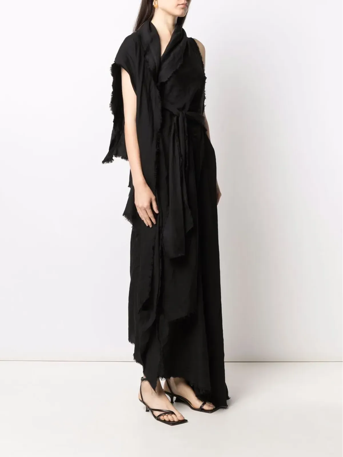 Yohji Yamamoto アシンメトリック ドレープ マキシドレス - 画像3