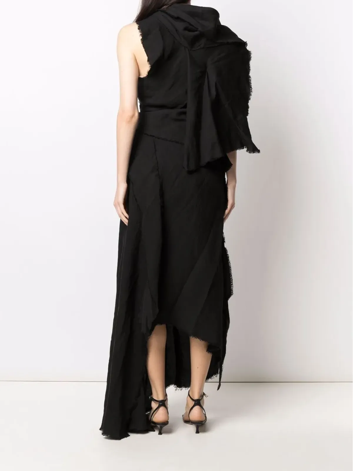 Yohji Yamamoto アシンメトリック ドレープ マキシドレス - 画像4
