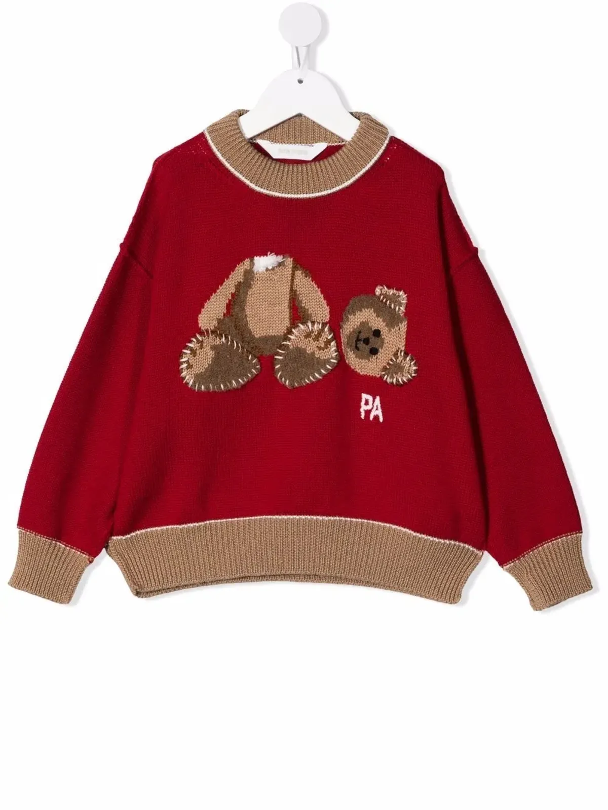 Palm Angels Kids テディベアモチーフ インターシャ編みジャンパー - 画像1