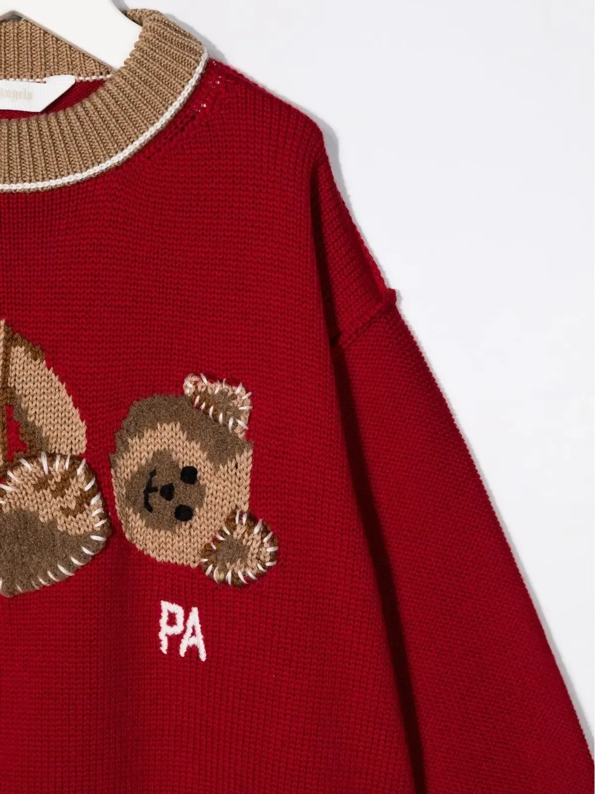 Palm Angels Kids テディベアモチーフ インターシャ編みジャンパー - 画像3
