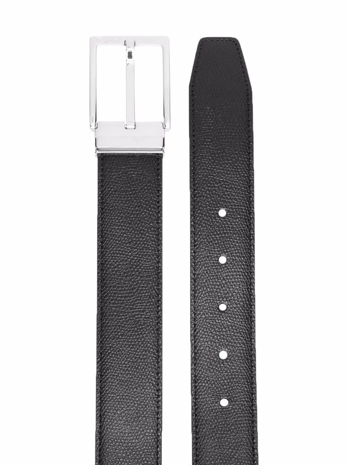 Ferragamo レクタングルバックル リバーシブルベルト - ブラック - 画像2