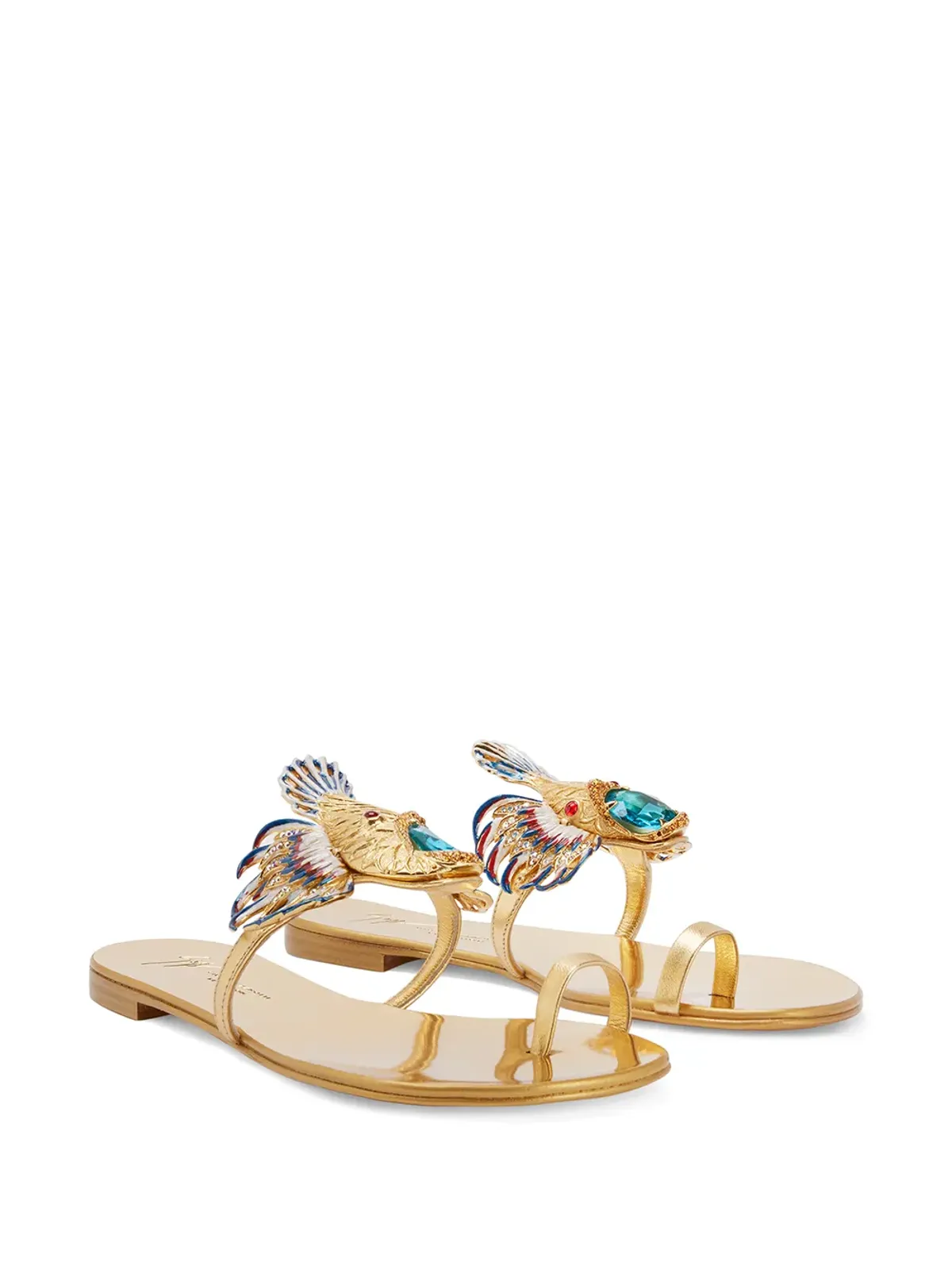 Giuseppe Zanotti スピピオット装飾メタリックサンダル - 画像2