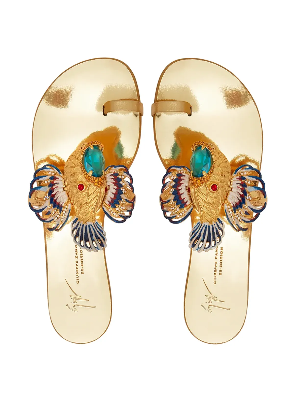 Giuseppe Zanotti スピピオット装飾メタリックサンダル - 画像4