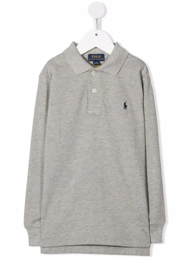 POLO RALPH LAUREN KIDS POLO RALPH LAUREN KIDS ポニー ロゴ長袖ポロトップ - グレーの商品画像