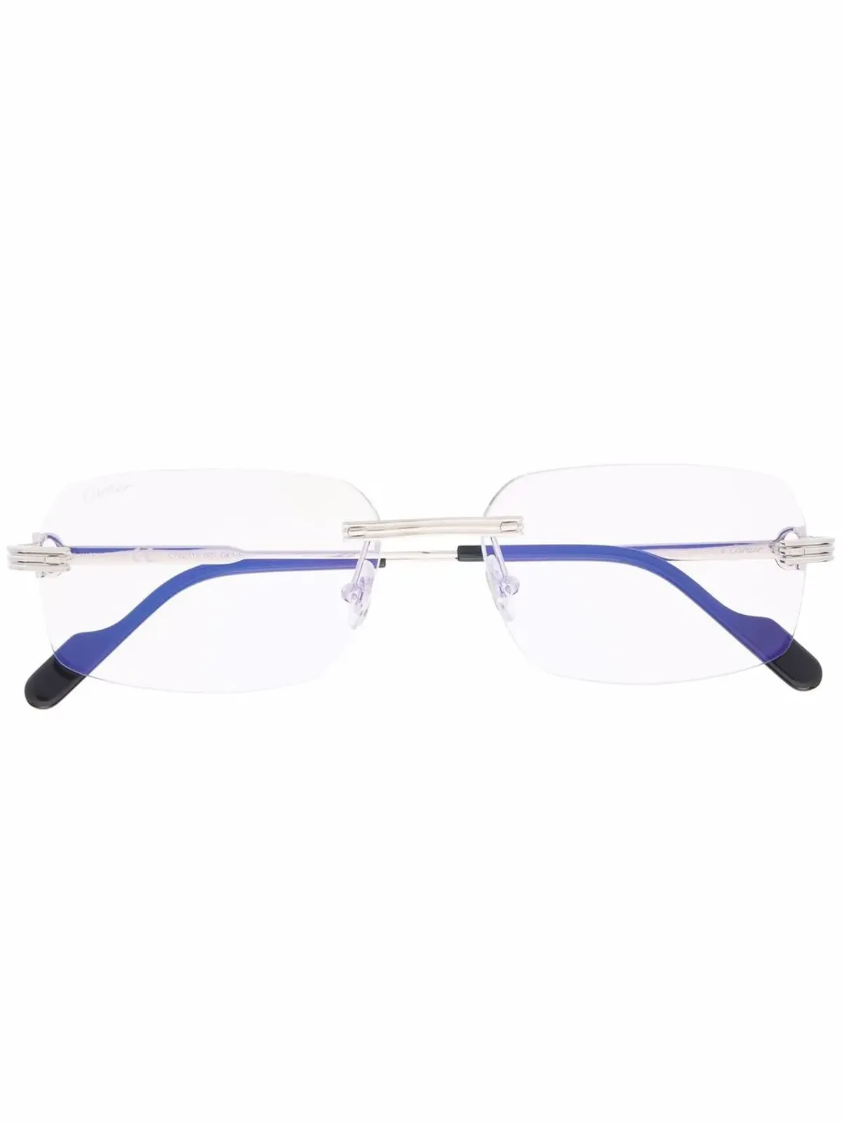 Cartier Eyewear ナロー・スクエアフレーム眼鏡 - シルバー - 画像1
