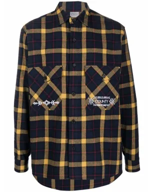 COUNTY OF MILAN フォークチェック柄シャツ ブルー - サムネイル1