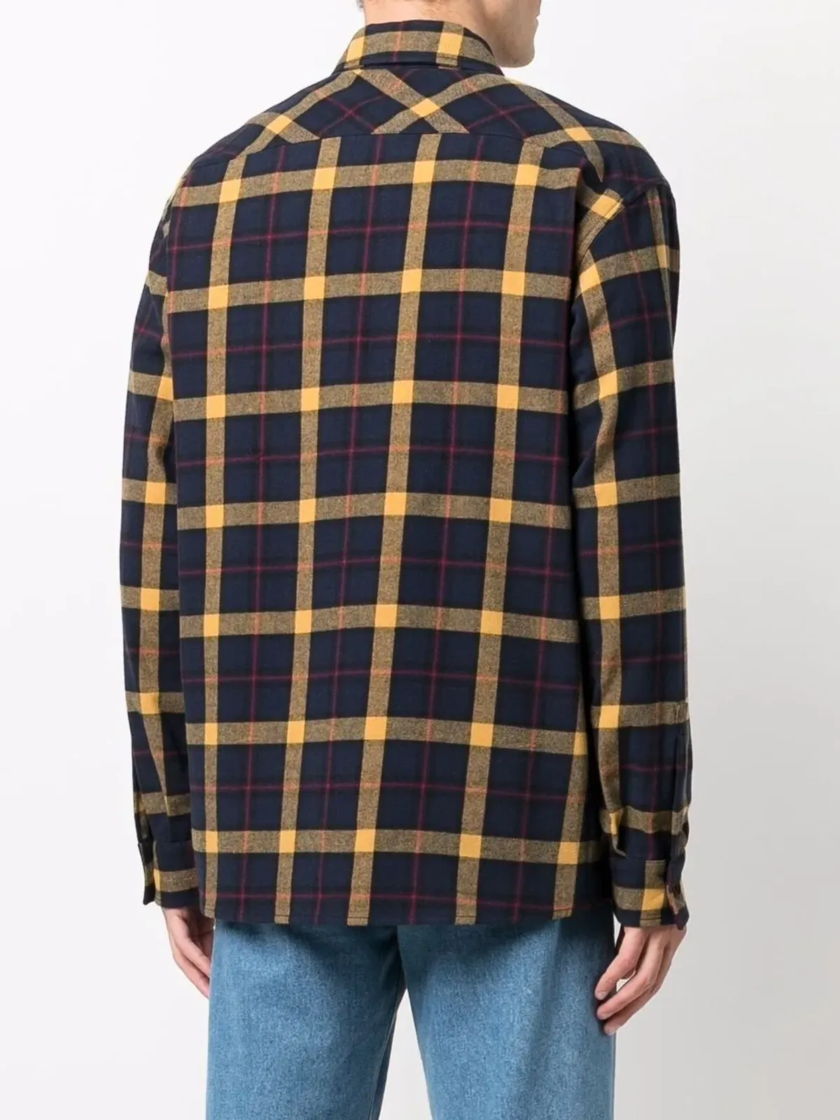 COUNTY OF MILAN フォークチェック柄シャツ ブルー - 画像4